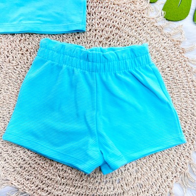 Conj. Regata com Laço Canelado e Short - Verde Água